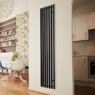 ULTRAHEAT TROJAN METALLIC BLACK H1300mm x W390mm CURVED CONTEMPORARY VERTICAL 'D' PROFILE RADIATOR, TR4T13B ULTRAHEAT TROJAN METALLIC BLACK H1300mm x W390mm CURVED CONTEMPORARY VERTICAL 'D' PROFILE RADIATOR, TR4T13B